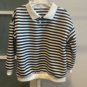 Hone Baby Black And Cream Striped Long Sleeve Polo, Boys Collared Polo S…